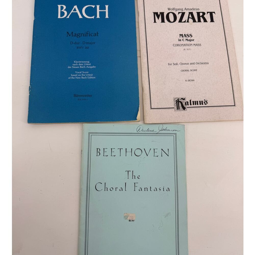 Classical Choral Sheet Music Bach Mozart Beethoven Vocal Scores Vintage Lot
